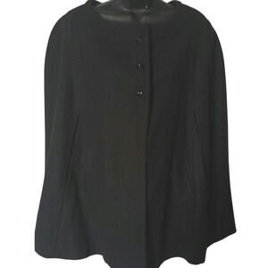 Finejo Wool Cape Cloak  Black Womens S/M